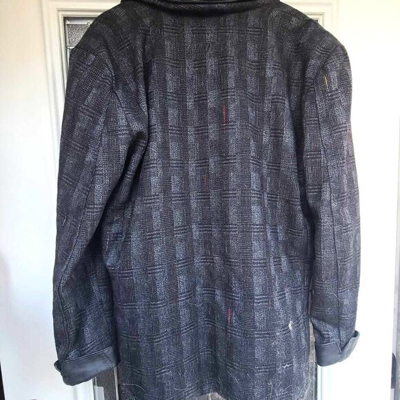 Vintage Dual Control Wool Blend & Leather Mens Jacket Grandpa Downtown Coat MED - Picture 2 of 9